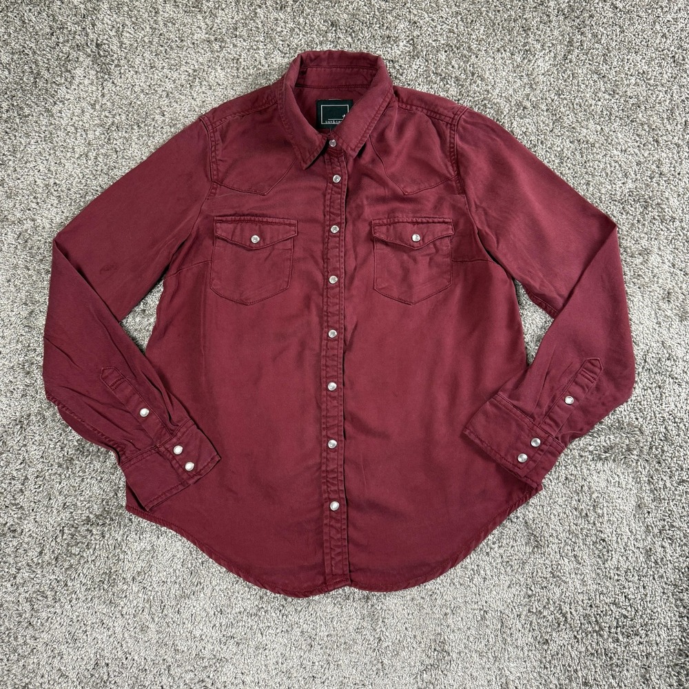 Lily & Lottie Womens Western Shirt Small Red Cowgirl Tencel Long Sleeve‎ Snap